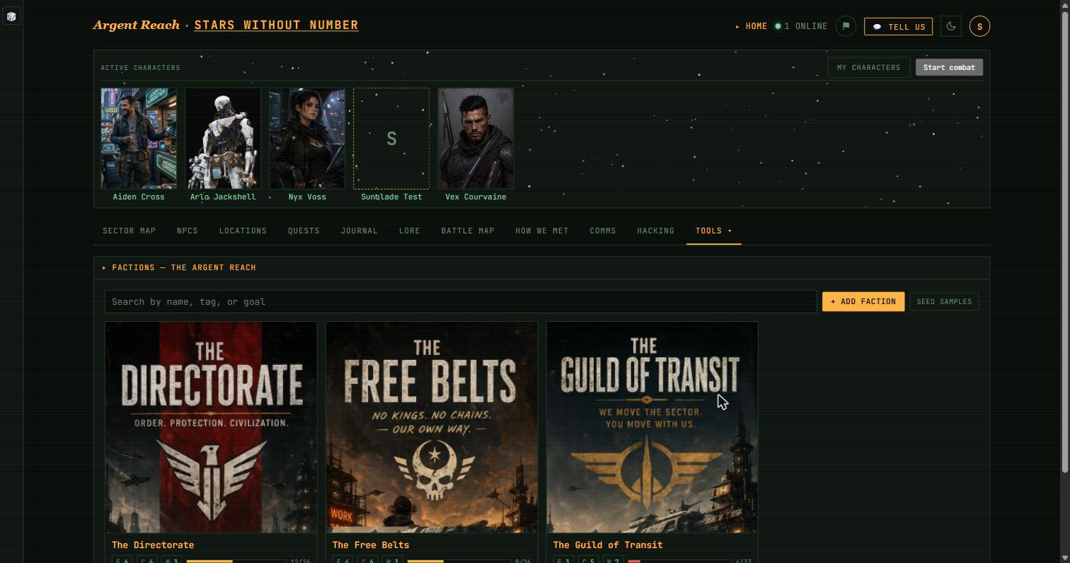 Factions that move on their own clock — interface preview