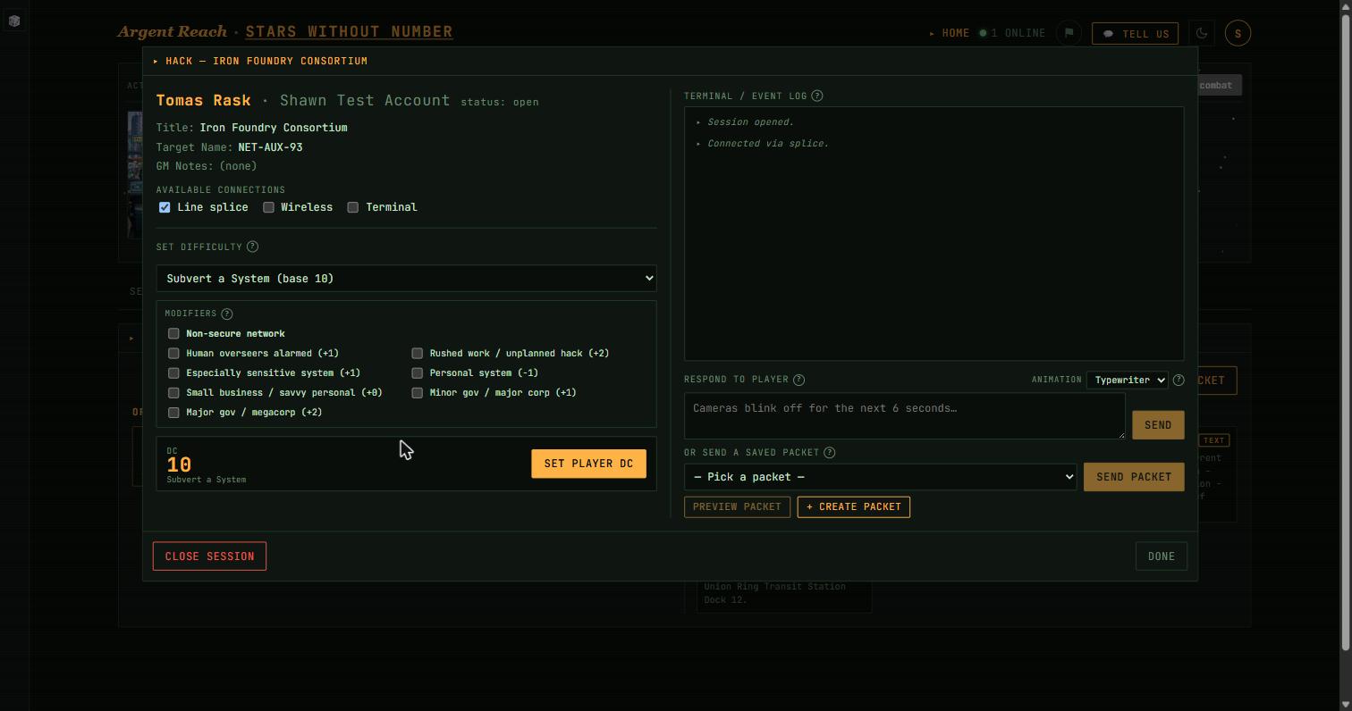 A hacking minigame that respects the rulebook — interface preview